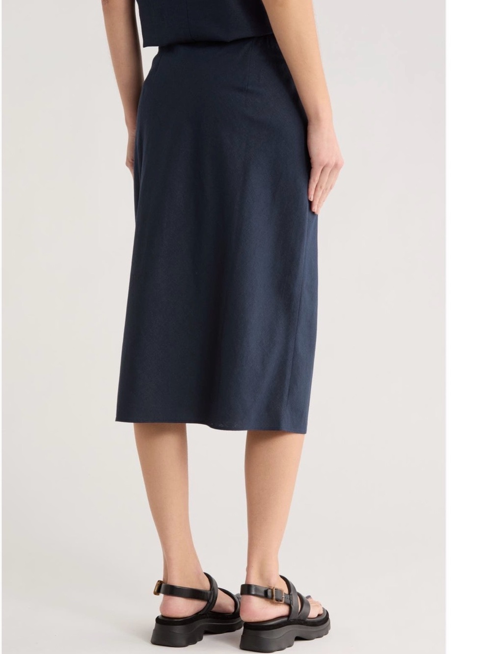 Vince linen-blend slip skirt NWT navy sz 12